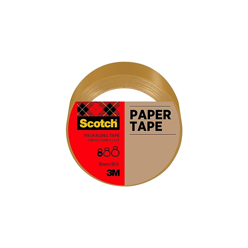 Paper Mailing Tape Brown 50 mm x 50 m 1 Roll/Pack -Ideal for Sealing Light Parcels and Envelopes