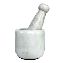 4" Diameter Natural Stone Mortar and Pestle Set as Spice Grinder, Medicine Masher - Okhli And Musal (White Deep)
