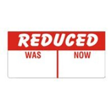Promotional Label - Reduced was/Now - 50x25mm Rectangle Labels/ 1 Roll of 1000 Labels
