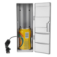 5V Silver Mini Fridge 1000mA USB Fridge for all PC, Car or other USB Ports Portable Fridge Made of Safe and Non-Toxic ABS 8.5x12x25cm