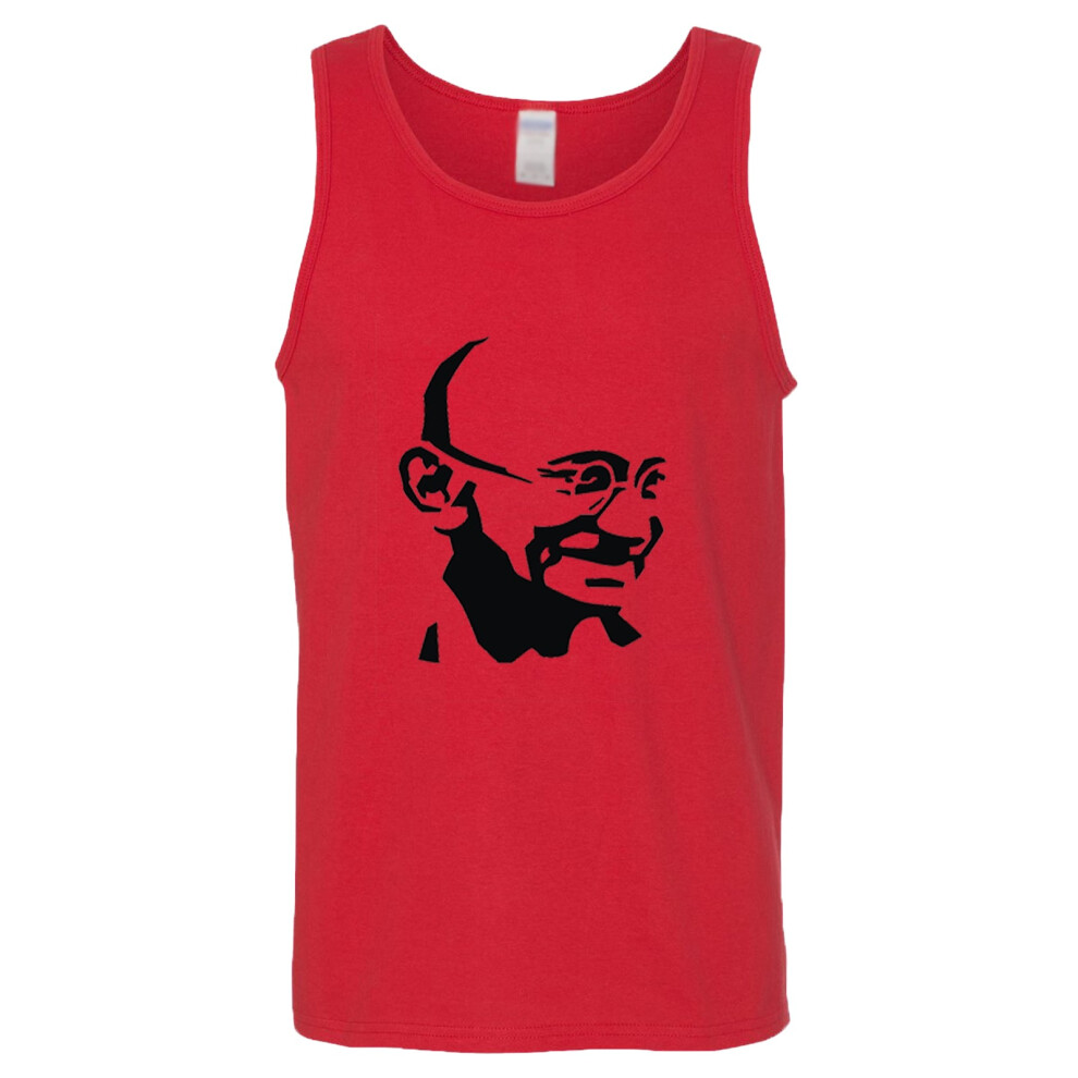 (3XL) Mahatma Gandhi Hindi Indian Hero Mens Red Basic Tank Top Singlet T Shirt