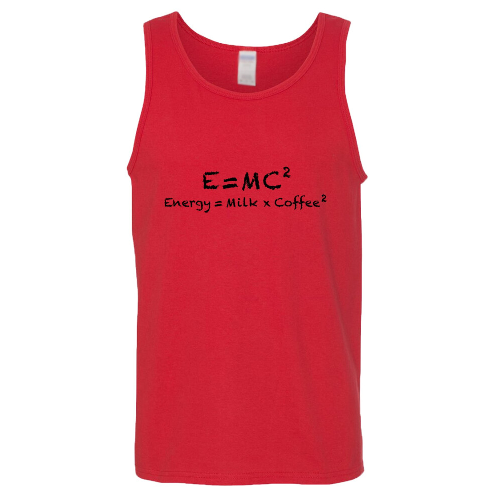 (3XL) E=mc2 Energy Milk Coffee Funny Einstein Red Tank Top Singlet T Shirt Mens