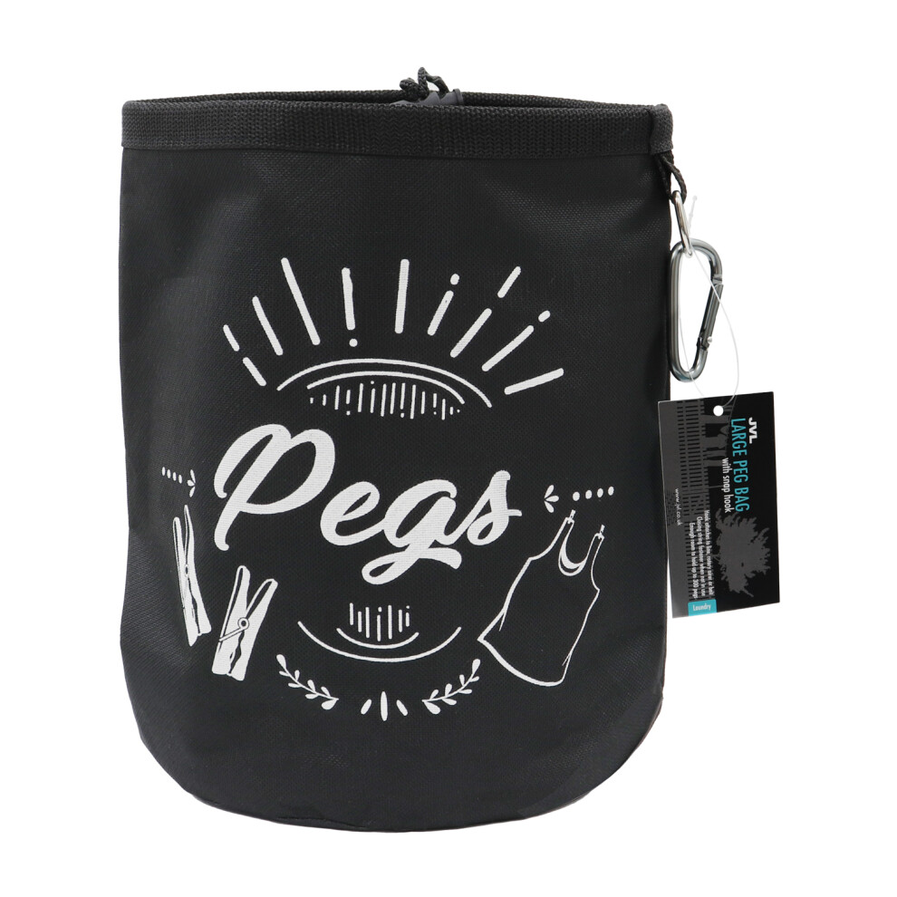 JVL Large Waterproof Peg Bag with Draw String Closure and Hanging Snap Hook