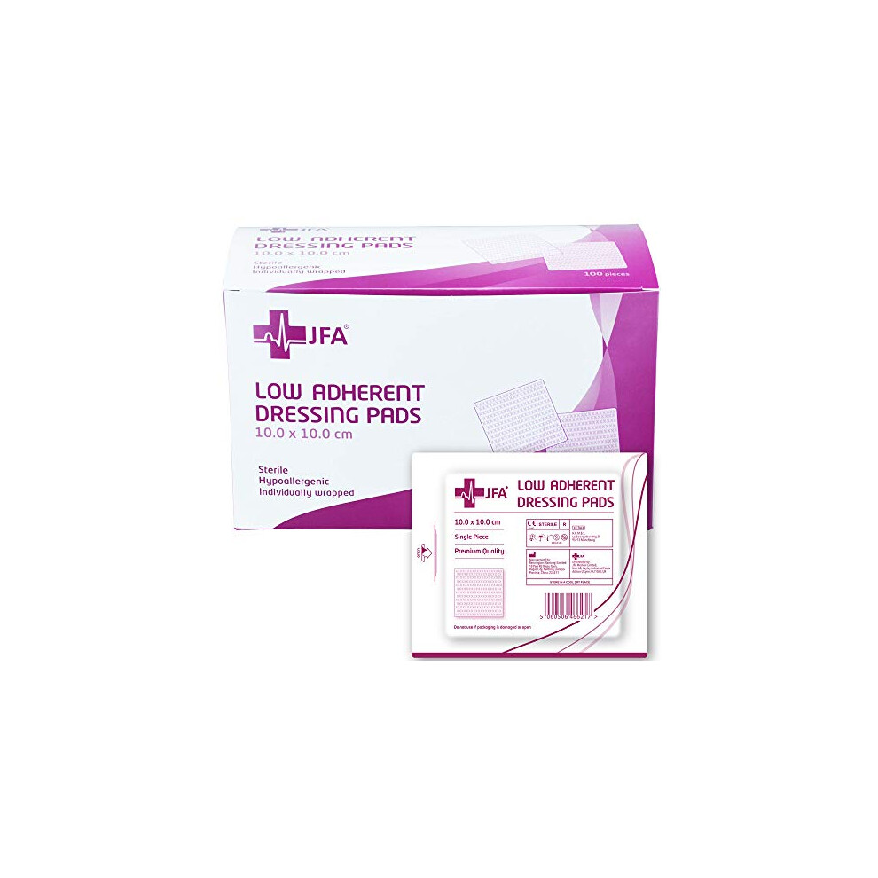 Jfa Medical Low Adherent Sterile Absorbent Wound Dressing Pad 10Cm X 10Cm Â Pack Of 100
