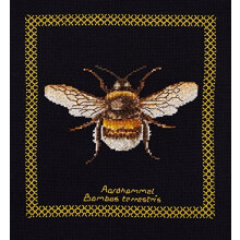Thea Gouverneur - Counted Cross Stitch Kit - Bumble Bee - Aida Black - 18 Count - for Adults - 3018.05