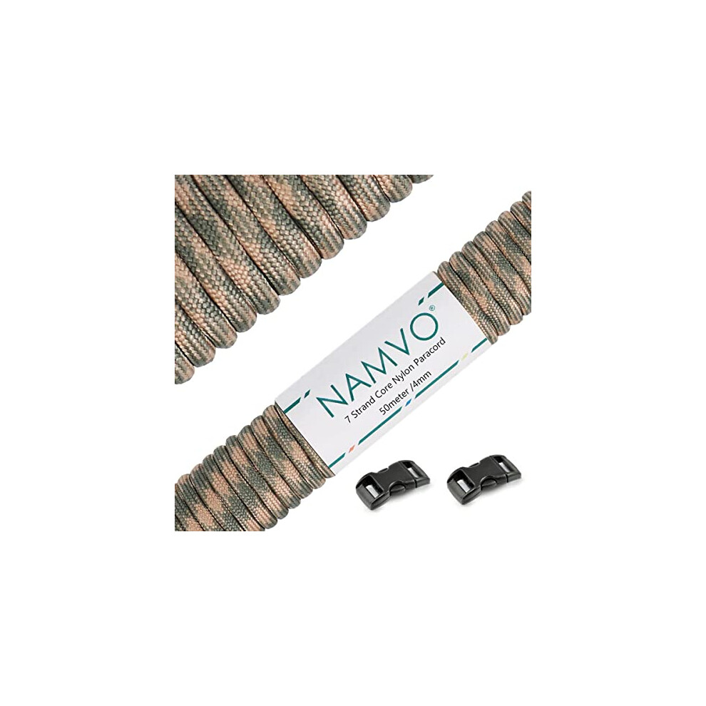 550 Paracord 7 Strand Parachute Cord, Mil Spec Type III 50 Meter Tent Guide Rope Survival Parachute Lanyard Cord for Outdoor Camping Crafting