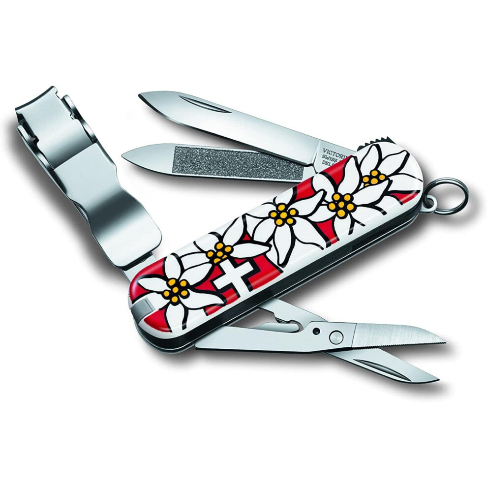 Victorinox Nailclip 580, Swiss Made, 8 Functions, Nail File, Nail Clipper, Blade, Scissors, Edelweiß