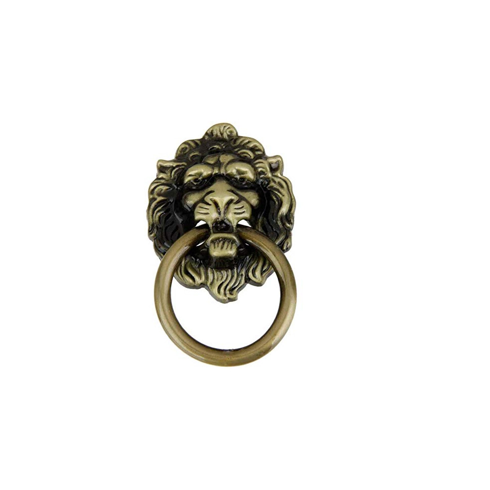 10Pcs Vintage Retro Style Door Knob Handle Cabinet Cupboard Drawer Metal Pull Ring Antique Lions Head Yellow Bronze 705333167252