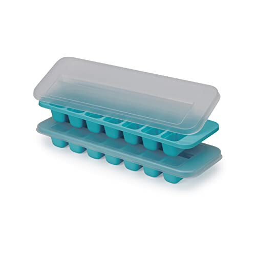 Joseph Joseph Flow - Easy-fill Ice-cube Tray with Lid, Stackable, Large 14 cube capacity (2-pack) 1