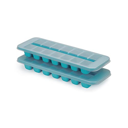 Joseph Joseph Flow - Easy-fill Ice-cube Tray with Lid, Stackable, Large 14 cube capacity (2-pack)