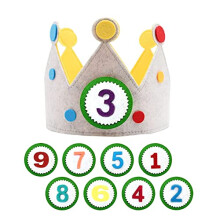 Reusable Birthday Party Hat Crown for Kids Felt Happy Birthday Hat Classic Felt Crown Hats with Adjustable Velcro for Girls Boys Baby Children Aged