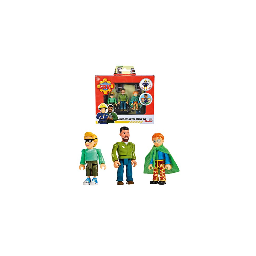 Fireman Sam - Set of 3 Articulated Figures 7.5cm - Atomic Boy, Malcom, Norman Man