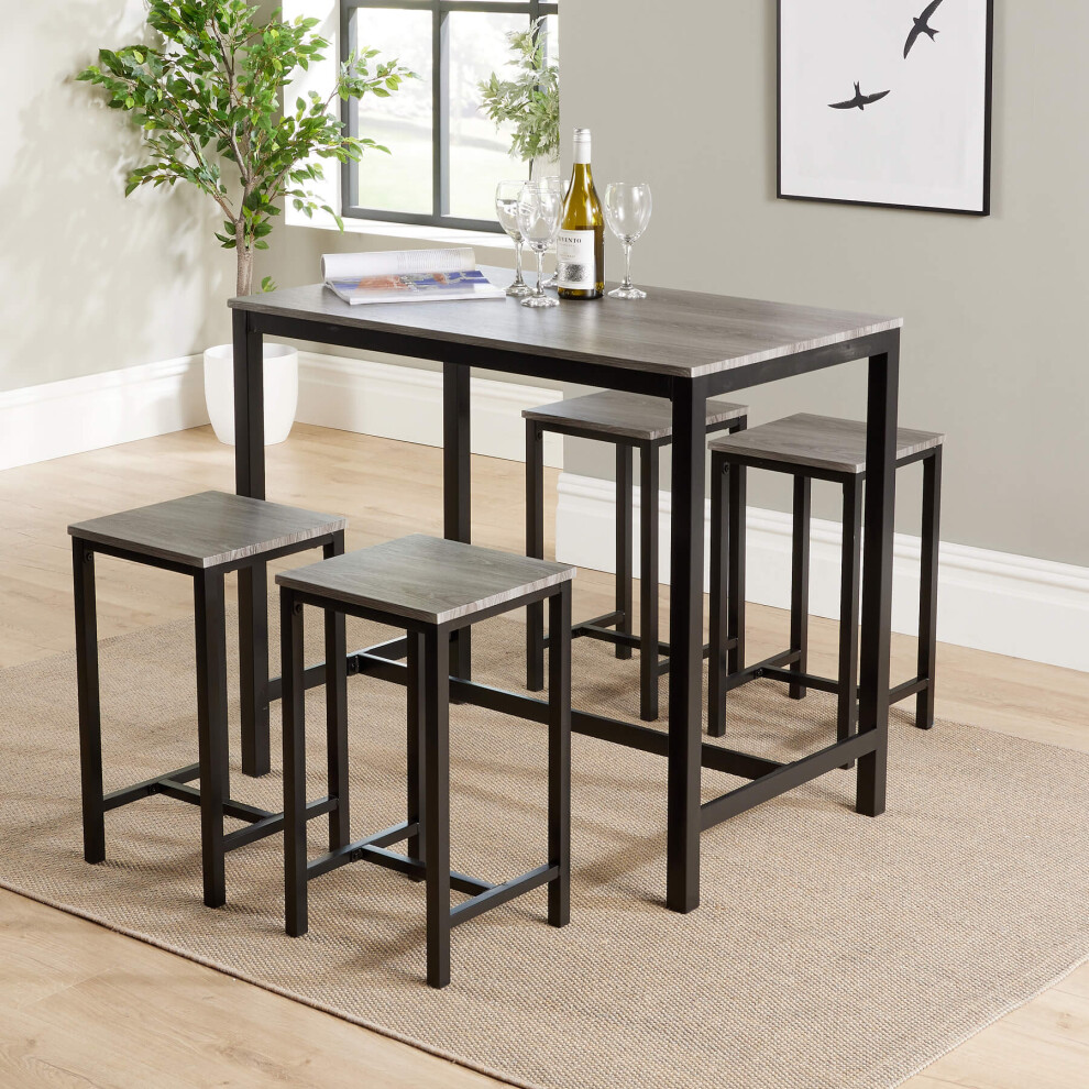 Nicosia Table and 4 Bar Stool Dining Set