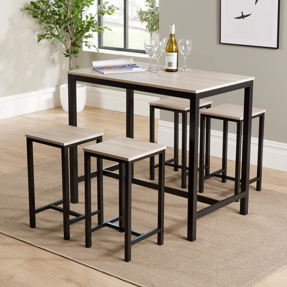 Nicosia Table and 4 Bar Stool Dining Set