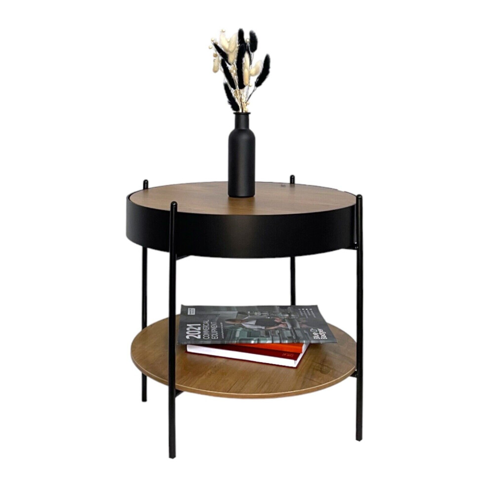 Round Coffee Table Side Table Removable Table Top with Storage