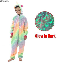 (La74, 8t height 115-124cm) Teens Girls Unicorn Pajamas 4 6 8 10 12 Years Kids Kigurumi Pajamas Glow In The Dark Unicorn Onesie Kigurumi Kids