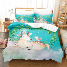 (Style 07, King(220X240CM/3PCS)) Cute elk Kids Bedding Single Double Duvet Cover UK