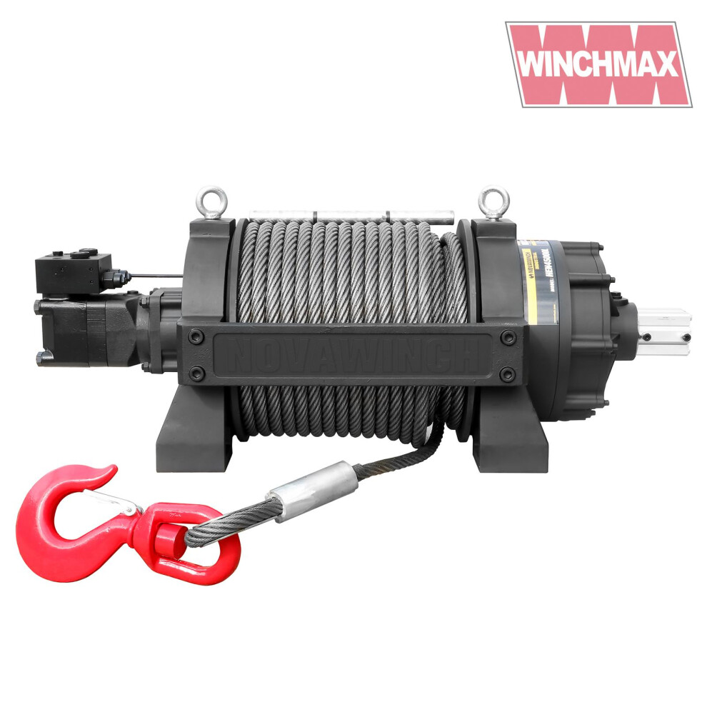 45,000lb (20,411kg) Hydraulic Recovery Winch, HGV/Industrial/Commercial, Long Drum, Steel Rope & Swivel Hook.