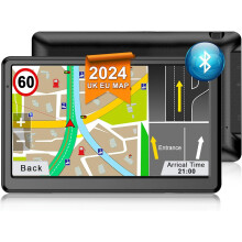(7 inch GPS Navigator UK Europe Map) Bluetooth UK Sat Nav for Car, 7 inch GPS Navigator UK Europe Maps, Truck GPS Navigation with Handsfree Calling, Postcode