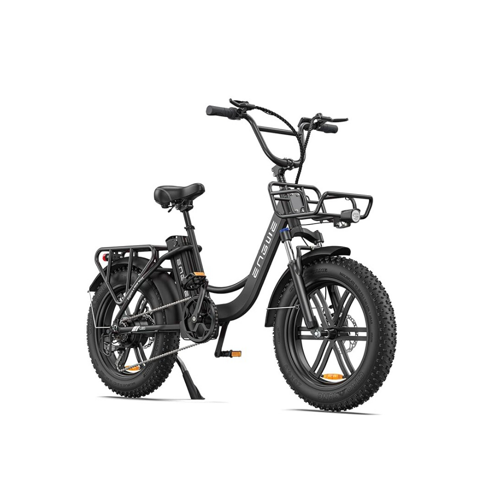 (Black) Engwe L20 13ah 250w 20*40 Fat Tire Electric Bike 66-140km Range