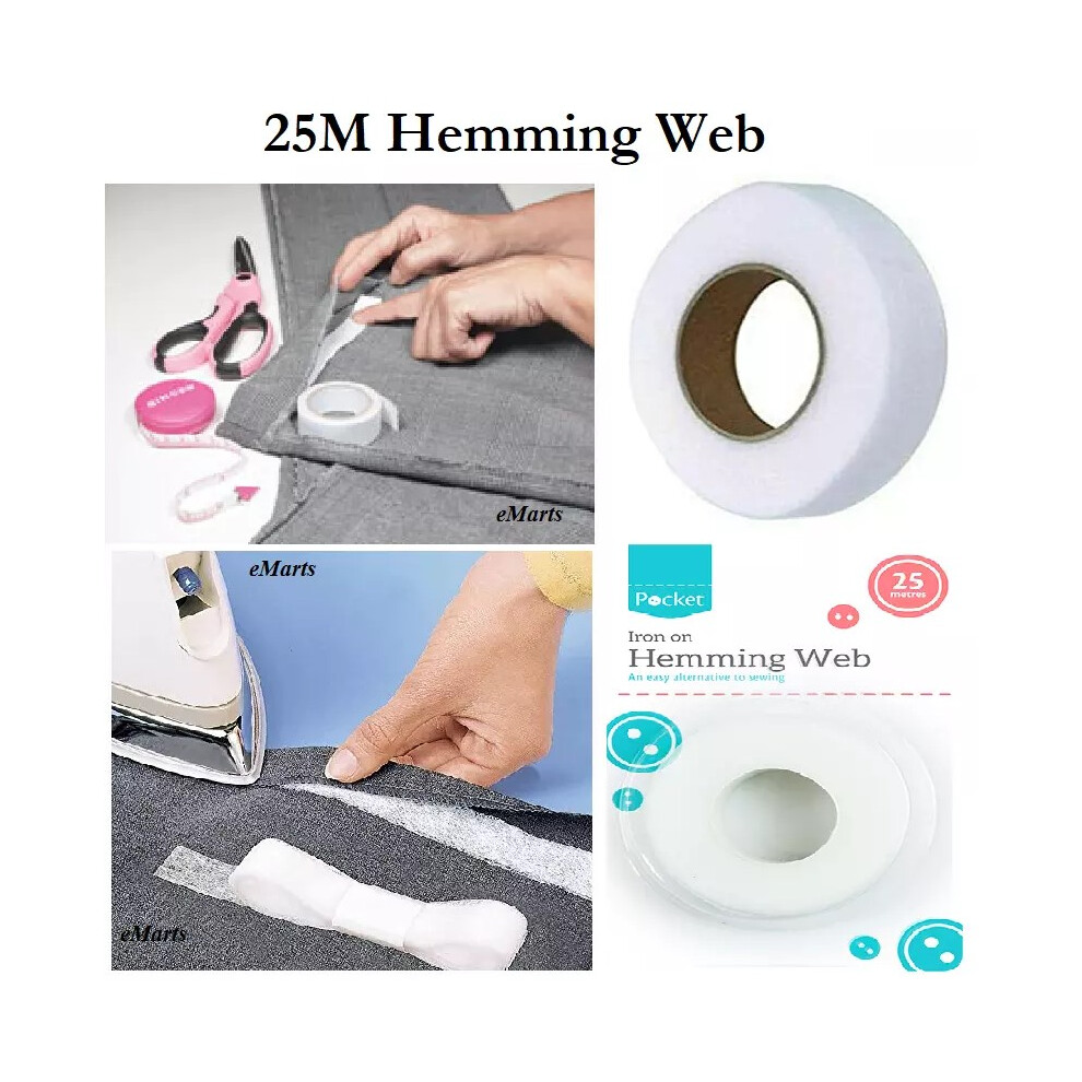 25M LARGE WONDER WEB IRON ON HEMMING TAPE SEWING CRAFT TAILOR HEM