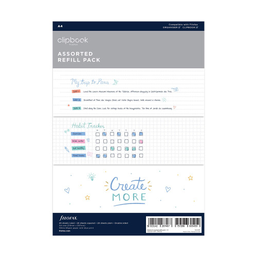 A4 Clipbook Assorted Paper Pack Refill