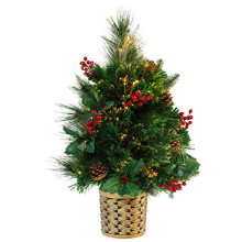 Christmas Concepts 2ft (60cm) Green Fibre Optic Pine Wall Mounted Christmas Tree With Cones And Red Berries