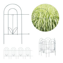 Garden Edging, 5 Piece Set, HxW: 62 x 244 cm, Decorative, Flowerbed Border Fence, Push-In, Metal, Green
