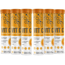 Vitamin C 1000mg Effervescent Tablets - Orange Flavour - 6 Tube of 20 Tablets (120) - Club Vits