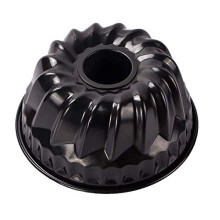 Mini Ring Cake Tin 7 Inch Savarin Mould 18cm Fluted Round Cake Mould Non-Stick Kugelhopf Pan for Baking Cake, Bread, Black
