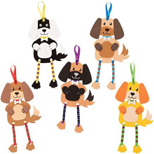FE397 Dog Craft Bead Hanging Decoration Kits - Pack of 5, Creative Art And Craft Activities For Kids To Make And Decorate