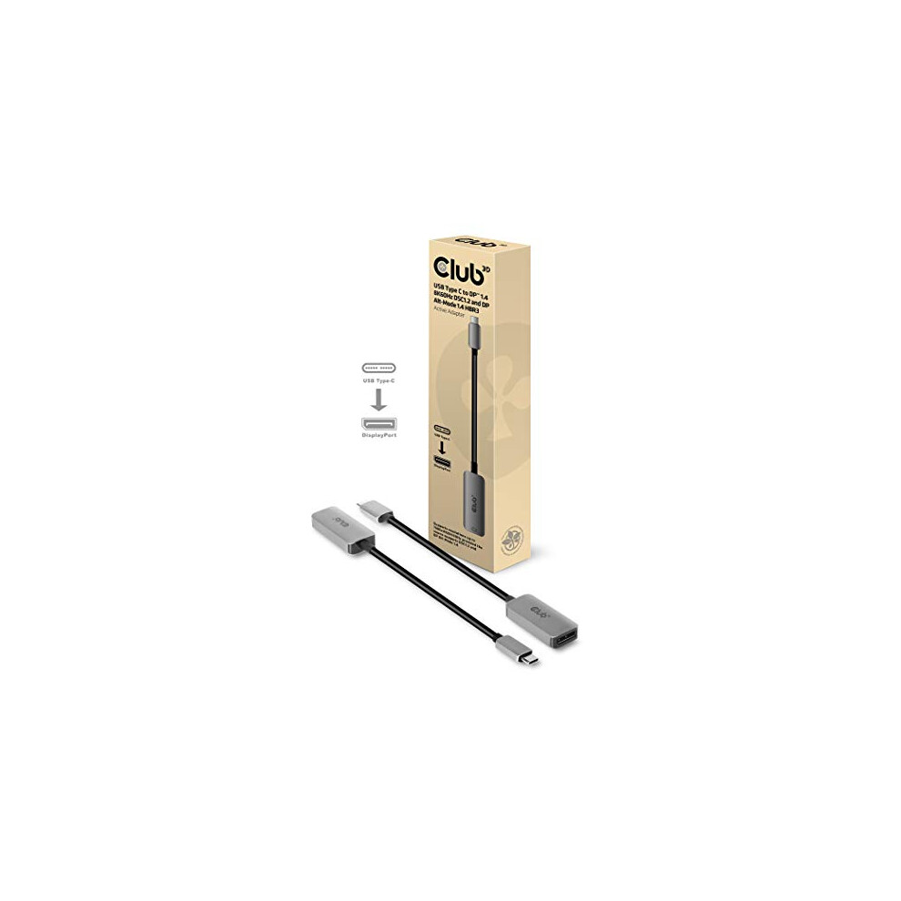 Club3d Usb Type C To Displayport 1.4 8K60hz Hbr3 Active Adapter 8719214471460
