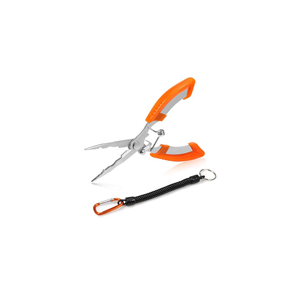 Fishing Pliers Long Nose Fish Hook Remover Pliers Fishing Pliers Scissors Fishing Needle Nose Pliers Fishing Multitool Pliers with Anti-Lose Fishing