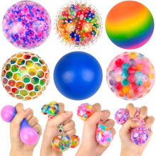 Stress Balls, 6 Pack Sensory Stress Ball Dna Ball nedo Stress Ball Fidget Toy, Squeeze Rainbow Stress Ball Sensory Squeeze Toys for Kids and Adults