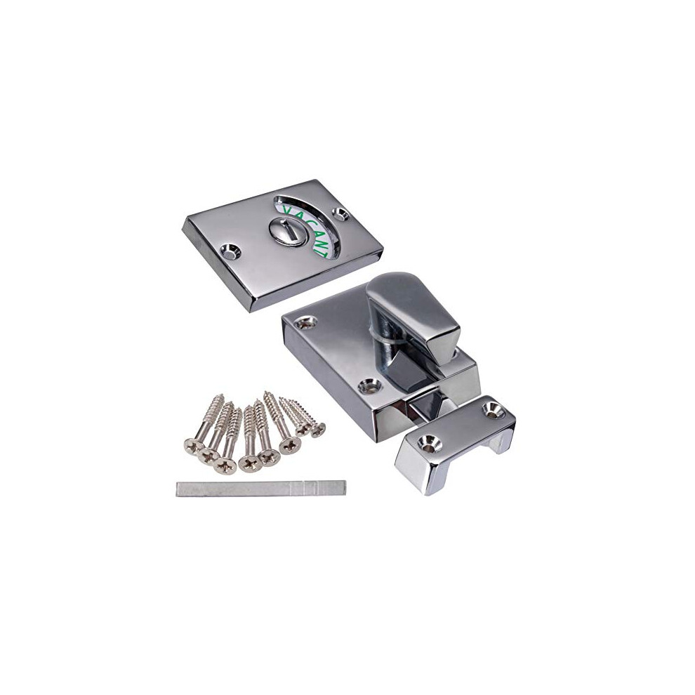 Door Lock Indicator, Toilet Bathroom Lock Vacant/Engaged Chrome Latch, Indicating Occupied, Deadbolt Privacy Partition Door Lock Latch For Bathroom Wc 694343798078