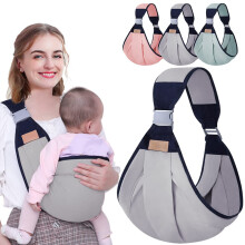 Breathable Baby Sling, Adjustable Baby Carrier, Baby Carrier Wrap, Quick Dry, Thick Shoulder Straps for 0-36 Months Baby (Grey a)