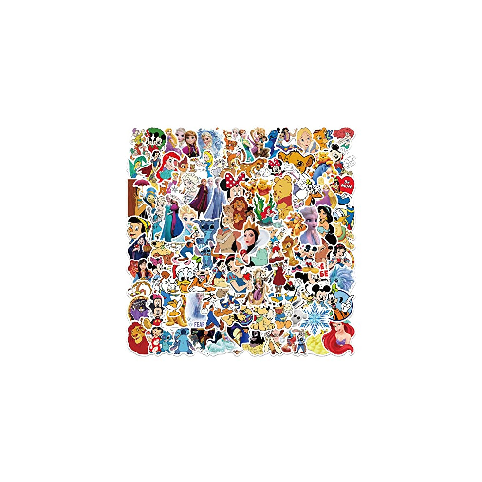 100 Pcs Cartoon Character Stickers Laptop Car Scrapbook Phone Skateboard Bike Travel Case Princess Stickers Vinyl Waterproof Aesthetic Personalised