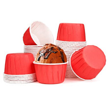 50 Pcs Paper Cupcake Cases Small Muffin Cases for Baking Disposable Cupcake Baking Cups for Weddings,Christmas,Birthday(red)