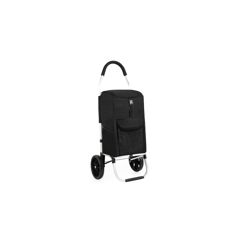 45L Folding Shopping Trolley on 2 Wheels, Lightweight Folding Shopping Cart, Large Shopping Trolleys, Stair Climbing Shopping Cart, Grocery Trolley