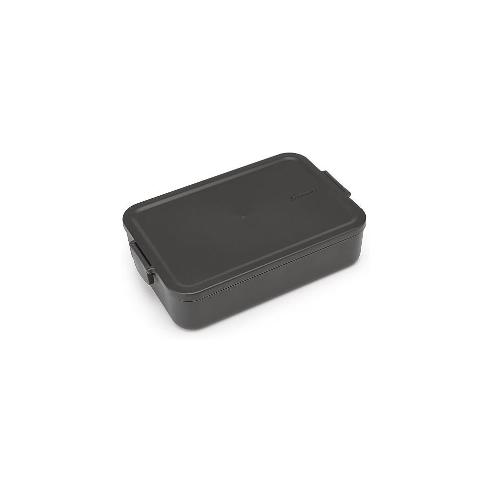 - Make & Take Lunch Box - Large Volume (2L) - BPA-Free - Lid with Clips - Suitable for Freezer - Dishwasher & Microwave Safe - Dark Grey - 25.5 x 16.7