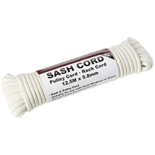 BH03161 Waxed Cotton Sash Window Pulley Cord, 12.5M x 6mm (40.6ft x 1/4 inch), Cream