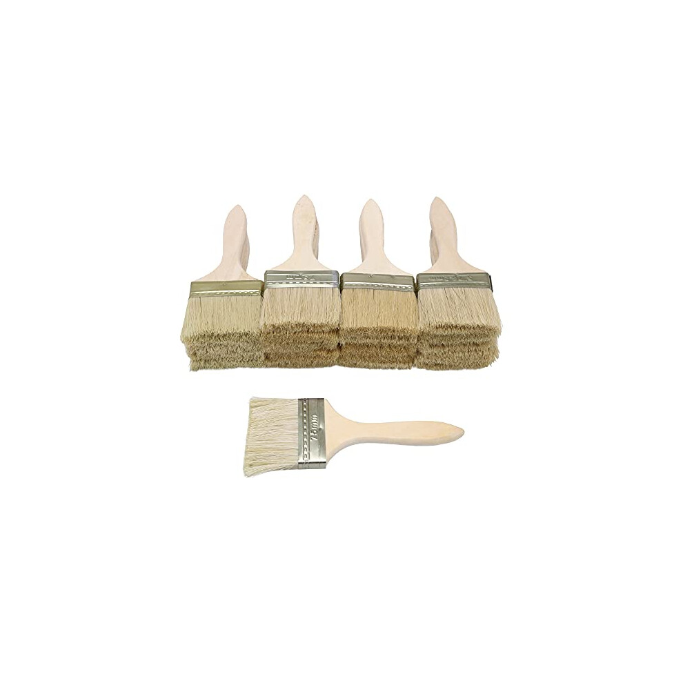 20Pcs Paint And Chip Paint Brushes 3Inch For Paint, Stains, Varnishes, Glues, And Gesso (Wood Handle) 742377046808