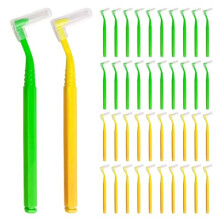 40 Pieces Interdental Brushes,Floss Brushes for Between Teeth and Gums,Teeth Cleaner Braces,L Shaped Dental Brushes with Long Handle for Interdental