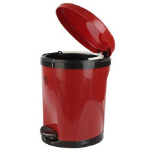 10 Litre Red Pedal Kitchen Trash Bin, Plastic Waste Bin, 1 Pack