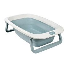 BÉABA - Bagnetto Pieghevole per Bambini - Ultra Compatto - Piedini Antiscivolo - Tappo di Scarico - Eazy Pop Camélé'O - 29L - Blu
