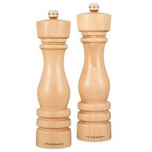 H233011 London Natural Beech Salt and Pepper Mill Set, 220mm, Precision+ Carbon/Ceramic Mechanisms, Salt and Pepper Grinders with Adjustable Grind,