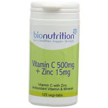 Vitamin C 500mg + Zinc 15mg : Antioxidant and Immune Vitamin and Mineral Combination : 125 Vegi Tablets