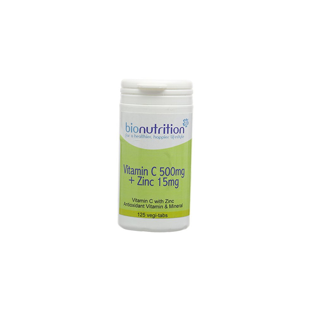 Bio Nutrition Vitamin C 500Mg + Zinc 15Mg : Antioxidant And Immune Vitamin And Mineral Combination : 125 Vegi Tablets