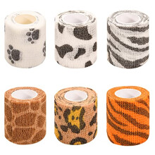 Fvomye 6 Rolls Animal Self Adhesive Bandage Wraps Leopard Cow Zebra Tiger Paw Print Cohesive Tape for Wrist Ankle Swelling Sprains