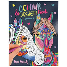 11648 Miss Melody Colour & Design Book with 40 Dreamy, Pre-Printed Horse Motifs, Approx. 28 x 21.5 x 0.8 cm, STK